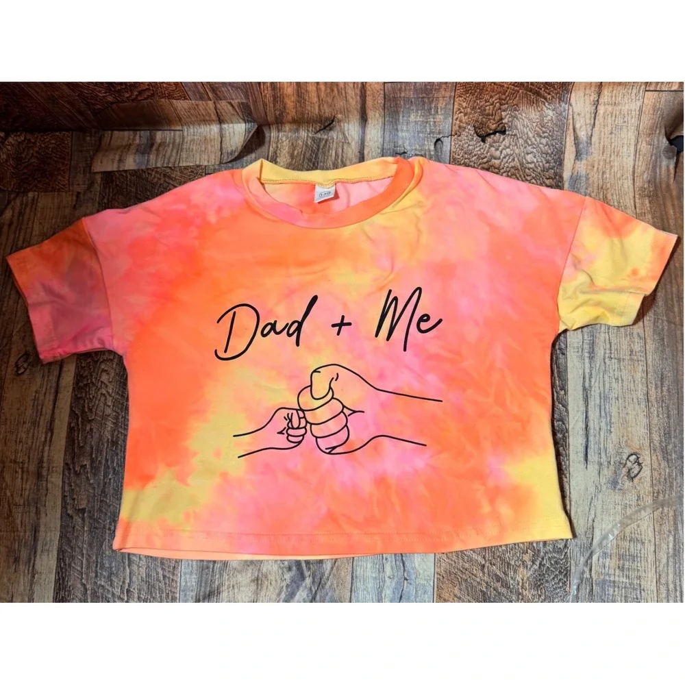 Dad + Me Tie Dye‎ Kids Outfit Set, Short Sleeve Crop Top & Shorts-6T